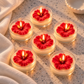 Hibiscus Flower Tealight Candles | Set of 6 | Festive Decorative Candles